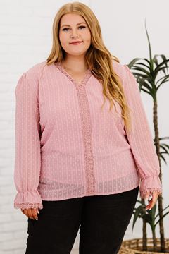 Picture of PLUS SIZE DOTTED LACE BLOUSE